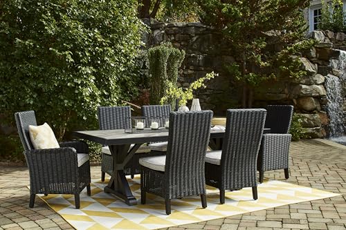 Signature Design by Ashley Beachcroft Casual Weather Resistant Armless Outdoor Side Chair with Cushion, Set of 2, Light Gray & Black Signature Design by Ashley