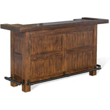 Pemberly Row 78" Farmhouse Wood Freestanding Island Home Bar Unit, Stemware Rack, Wine Rack, Storage Cabinets, for Kitchen and Basements, in Mahogany Brown Pemberly Row