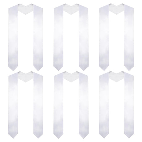 Gvhntk 6 Pieces 70 Inch Unisex Graduation Stole Plain Graduation Sash Stoles Honor Satin Stole for Adult Students Men Women Gvhntk