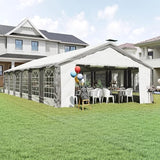 Outsunny 20 x 40 ft Heavy Duty Party Tent Outdoor Gazebo Wedding Tent Event Shelter Carport BBQ with Removable Sidewalls & Windows, Outside Waterproof Canopy for Parties, White and Gray Outsunny