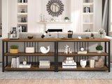 FOLUBAN Industrial Console Table, 3 Tier Entryway Sofa Foyer Table for Living Room Hallway Behind Couch, Rustic Brown FOLUBAN