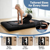 DUMOS Japanese Floor Mattress Twin Size 4-Inch, Futon Mattress Foldable with Removable Washable Cover, Portable Roll Up Tatami Mat for Kids Room, Dorm, Sleepovers and Solo Sleeper, Black DUMOS
