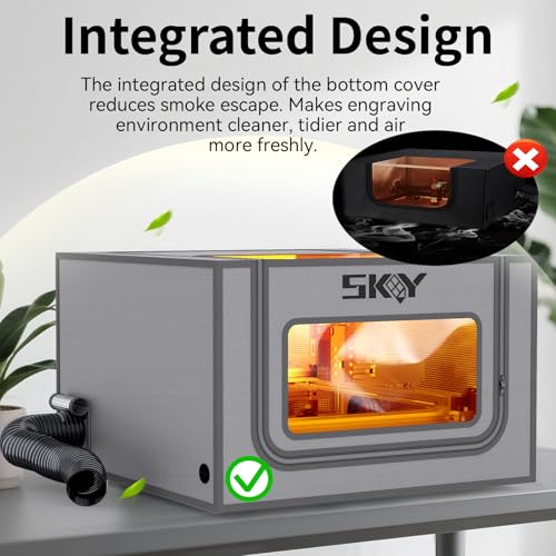 SKOUPHY Integrated Bottom Laser Engraver Enclosure with LED Light, Ventilation Kit Iron Frame Fits for Laser Cutter, Insulates Against Smoke, Odor Noise, Eye Protection 28.3 * 28.3 * 15.7 inch Cregrant3D