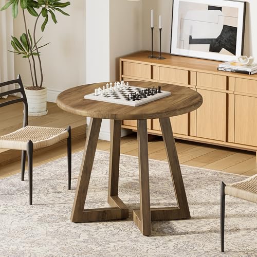 Tribesigns Small Round Conference Table for 4 People, 31.5-Inch Office Table, Reception Desk for Conference Room, Negotiation Room (Brown) Tribesigns