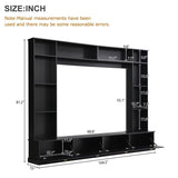 JIJIWANG Large Wall Unit Entertainment Center with Bookshelves for TVs Up to 78'', Modern TV Console with Cabinets and Open Shelves, 4-in-1 TV Stand with Golden Handles, Black, 104.2''W*81.2''H JIJIWANG