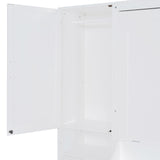 Brabrety Queen Size Murphy Bed Wall Bed with Desk and Closet,Drawers and Shelves,for Small Spaces Studio Study Office Guest Room Use (White#Desk, Queen) Brabrety