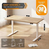 Grandder 55x32 Large Electric Standing Desk, Height Adjustable Computer Desk with 2 Memory Presets, 31.5" Deep Desktop Sit Stand Desk Home Office Desk Workstation Table with Hooks, Oak Grandder