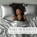 DECOLURE Satin Bed Sheets - 4 Piece Luxury Silky King Size Bedding Set - Softer Than Silk, Wrinkle-Free with 15” Deep Pocket Fitted Sheet, Perfect for Hair & Skin, Gifts for Women (Grey) DECOLURE