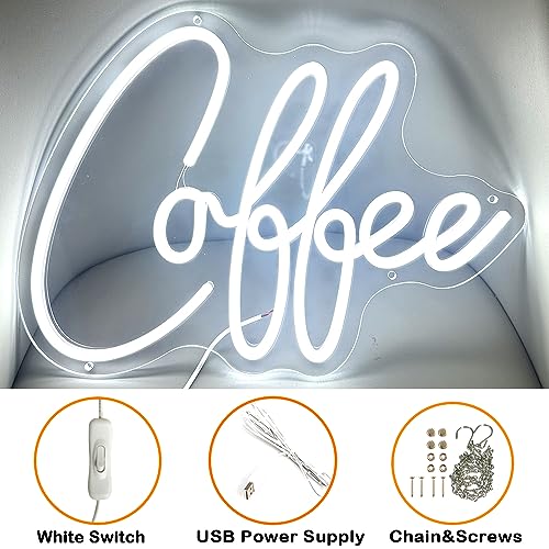 Coffee Neon Sign, Large Cafe LED Lights for Coffee Bar Beer Club Wall Decor, USB Powered Cool Neon Lights Sign for Bedroom Windows Glass Hotel Pub Cafe Shop Logo Wedding Birthday Party Decorations YLSZZO