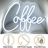 Coffee Neon Sign, Large Cafe LED Lights for Coffee Bar Beer Club Wall Decor, USB Powered Cool Neon Lights Sign for Bedroom Windows Glass Hotel Pub Cafe Shop Logo Wedding Birthday Party Decorations YLSZZO