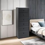 Prepac Astrid Tall Black Dresser: 16"D x 20"W x 52"H, 6-Drawer Chest for Bedroom by Prepac - Perfect Chest of Drawers for Ample Storage Prepac