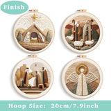REEWISLY 4set Christmas Embroidery Kit for Adults Beginners, 4 Nativity Scenes with 2 Hoops, Counted Cross Stitch Kits with Floss & Needles, Beginner Embroidery Starter Kit for Handmade Holiday Decor