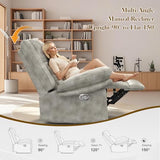 FURNIMAT Recliner Chair for Adults, Oversized Manual Pull Tab Reclining Chair, 2-Tier Cushions, Minimalist Style Single Sofa for Living Room, RV (Polished Microfiber)
