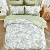 DJY Sage Green Comforter Set King, 7 Pieces Bed in a Bag King Size Botanical Comforters with Sheets Elegant Plants Print Soft Microfiber Reversible Complete Bedding Sets for All Season DJY
