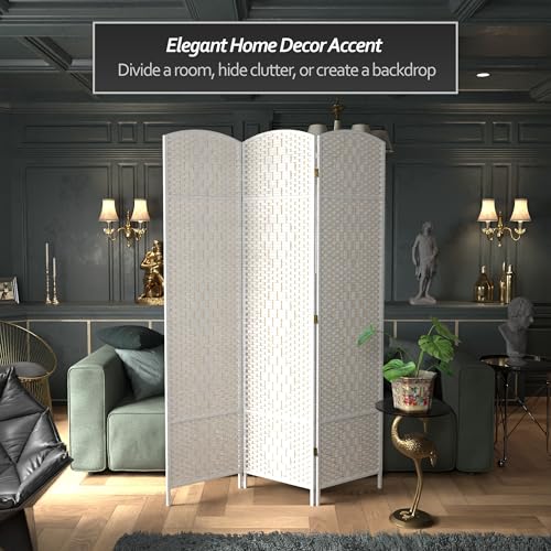 Red Lantern 7 ft. Tall Diamond Weave Room Divider - White - 3 Panels Red Lantern