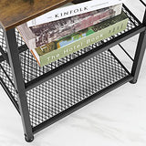 OYEAL Night Stand Industrial End Table with Storage Shelf Farmhouse Sofa Side Table for Small Spaces, Bedside Table for Living Room Bedroom, Stable Metal Frame,Rustic Brown OYEAL