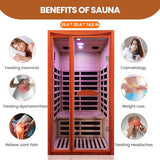 Sauna, Far Infrared Saunas for Home Room 1550W/110V Indoor Sauna for Single Person Okoume Wood Sauna Spacious 1 - 2 Person Low EMF Dry Sauna with Speakers/Air Hole and Color Lighting 39.4*35.4*74.8 IN HOSAUNA