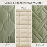 Comfort Spaces Twin Quilt Set Modern Reversible Diamond Coverlet Twin Bedding Set Cozy Quilted Winter Layer, All Season Lightweight Soft Twin Size Quilt, Kienna, Twin/Twin XL Olive Green 2 Piece Comfort Spaces