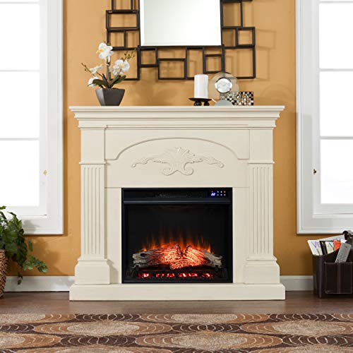 SEI Furniture Sicilian Harvest Traditional Style Electric Fireplace, New Ivory SEI Furniture