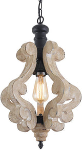 PUUPA Kitchen Light Fixtures,Farmhouse Pendant Light Single Adjustable Rustic Wooden Hanging Island Chandelier PUUPA