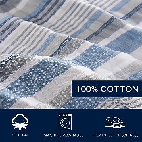 Nautica - Twin Quilt Set, Soft & Breathable Cotton Bedding with Medium Weight Feel, Reversible 2 Piece Bed Set with Matching Pillowcase (Jettison Grey)