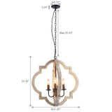 VILUXY Farmhouse Wood Chandelier Geometric Lantern Pendant Light 4-Light for Indoor Kitchen Island Dining Living Room Foyer VILUXY