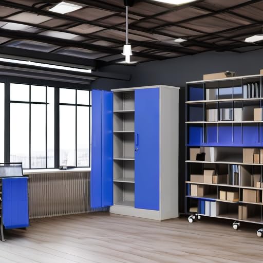 Yizosh Metal Garage Storage Cabinet with 2 Doors and 5 Adjustable Shelves - 71" Steel Lockable File Cabinet,Locking Tool Cabinets for Office,Home,Garage,Gym,School (Gray Blue) Yizosh