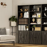 Industrial Vintage Black 6-Tier Bookcase with Doors - 70" Tall Shelves for Home Office & Living Room by IRONCK IRONCK