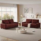 COPIAE Loveseat Sofa, Larger Couch Velvet Fabric with Storage, Charging Ports, Heightened Backrests, Removable Cover Modern Comfy Couches Easy Assembly for Living Room, 88 Inch Burgundy COPIAE
