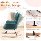Sweetcrispy Rocking Chair Nursery, Teddy Upholstered Glider Rocker with High Backrest, Reading Chair Modern Rocking Accent Chairs Glider Chair for Nursery, Living Room, Bedroom, Forest Green Sweetcrispy
