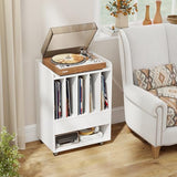 Giantex Record Player Stand, Rolling Turntable Stand with Drawer & Lockable Wheels, Record Player Table Holds Up to 150 Albums, Vinyl Record Storage for Living Room Bedroom, White Giantex
