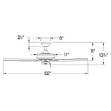 Hinkley Metro 52" Indoor Dual Mount Ceiling Fan - Traditional Style, Reversible Wooden Fan Blades - Chalk White - Remote Sold Separately Hinkley