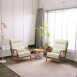 JOYBASE Lounge Accent Chair, Mid Century Modern Chair, High Back Chair, Wood Frame Armchair, Comfy Reading Chair for Living Room, Office, Bedroom (Off-White, Fabric), 34.6''D x 25.6''W x 36.6''H JOYBASE