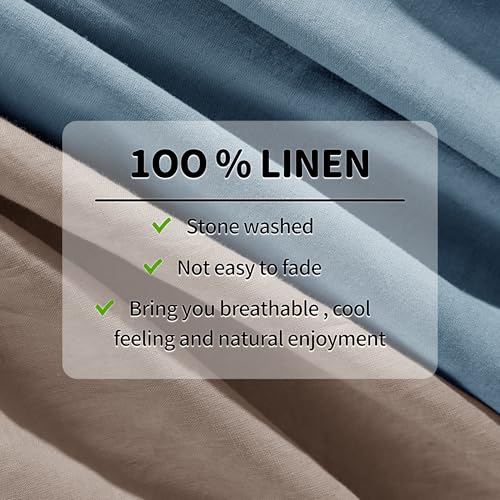 100% Pure Linen Sheet Set Luxury Natural Linen Sheets 4pcs King Size, Breathable Bedding Set Deep Pocket Up to 16" Softens with Every Wash, Relaxed Texture (Linen King) REDASW