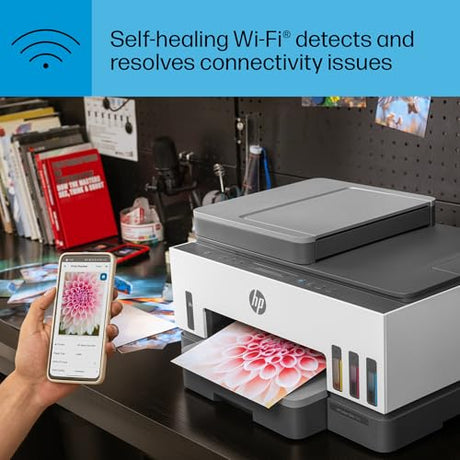 HP Smart -Tank 7301 Wireless All-in-One Cartridge-free Ink Printer, up to 2 years of ink included, mobile print, scan, copy, automatic document feeder (28B70A), Gray HP
