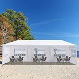 10'x30' Party Tent Outdoor Wedding Event Tents with 5 Removable Sidewalls, Heavy Duty Gazebo, Large Canopy Waterproof for Parties Patio Birthday Christmas White Gainvieyee