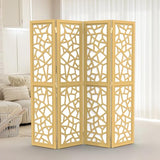 VINGLI 70'' H Room Divider, Non-Woven Fabric Privacy Screen, Indoor Partition Wall Dividers, Freestanding Hinged Space Separator with Modern Unique Pattern (Gold, 4 Panel) VINGLI