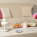 WEBEEDY DIY Mosaic Craft Kit - Flower Mosaic Bamboo Coasters for Adults, Blue Style Glass Tiles, 6.1 WEBEEDY