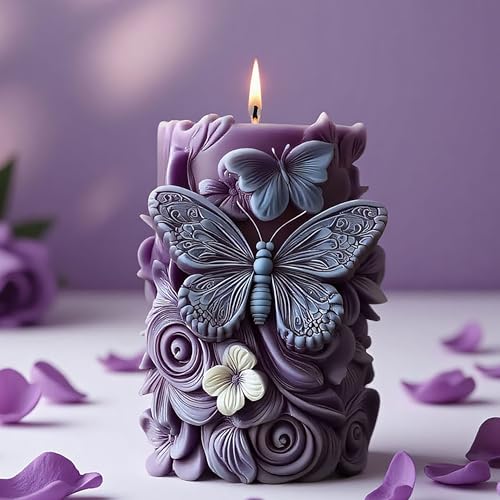 Butterfly Flower Cylinder Molds Silicone Wave Spiral Candle Mold - Silicone Resin Casting Molds for Candle & Resin & Soap Craft Supplies