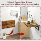 IBUYKE Wall Mounted Folding Table, Floating Wall Desk for Small Spaces, Fold Down Laundry Shelf with Heavy-Duty Brackets, Wall Table for Home Office/Bar/Kitchen/Dining, Rustic Brown UTVT005H IBUYKE