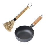 HyzaPhix Cast Iron Sauce Pot and BBQ Mop Brush Set for Grilling, BBQ Basting Set with Saucepan and Brush Barbecue Accessories Meat Smoker Accessories Gift for Men (Black) HyzaPhix