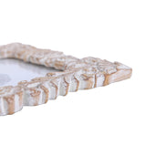 NIKKY HOME Farmhouse Boho Style Floral Picture Frame 4x6 Rustic Resin Photo Frame with Distressed White Finish, High Definition Glass for Table Top Display NIKKY HOME