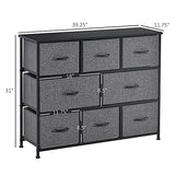 HOMCOM 8-Drawer Dresser, 3-Tier Fabric Chest of Drawers, Storage Tower Organizer Unit with Steel Frame for Bedroom, Hallway, Dark Gray HOMCOM