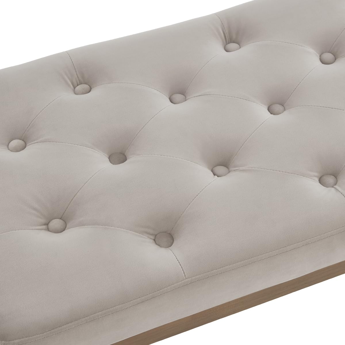 24KF Velvet Upholstered Tufted Bench with Solid Wood Leg,Ottoman with Padded Seat-Taupe