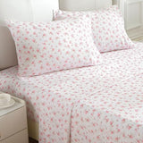 MUXHOMO Queen Size 4 Piece Sheet Set, Soft Breathable Bed Sheet Set for Bedroom with Deep Pocket Up to 16", Wrinkle-Free & Cooling Bedding for Oeko-TEX Certified - Blossoms Pink MUXHOMO