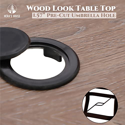 HERA'S HOUSE 5 Piece Patio Dining Set, 4 x Brown Textilene Dining Chair and 37" Square Wood-Like Dining Table with Umbrella Hole, Outdoor Table and Chairs Set for Lawn Garden Backyard Deck HERA'S HOUSE