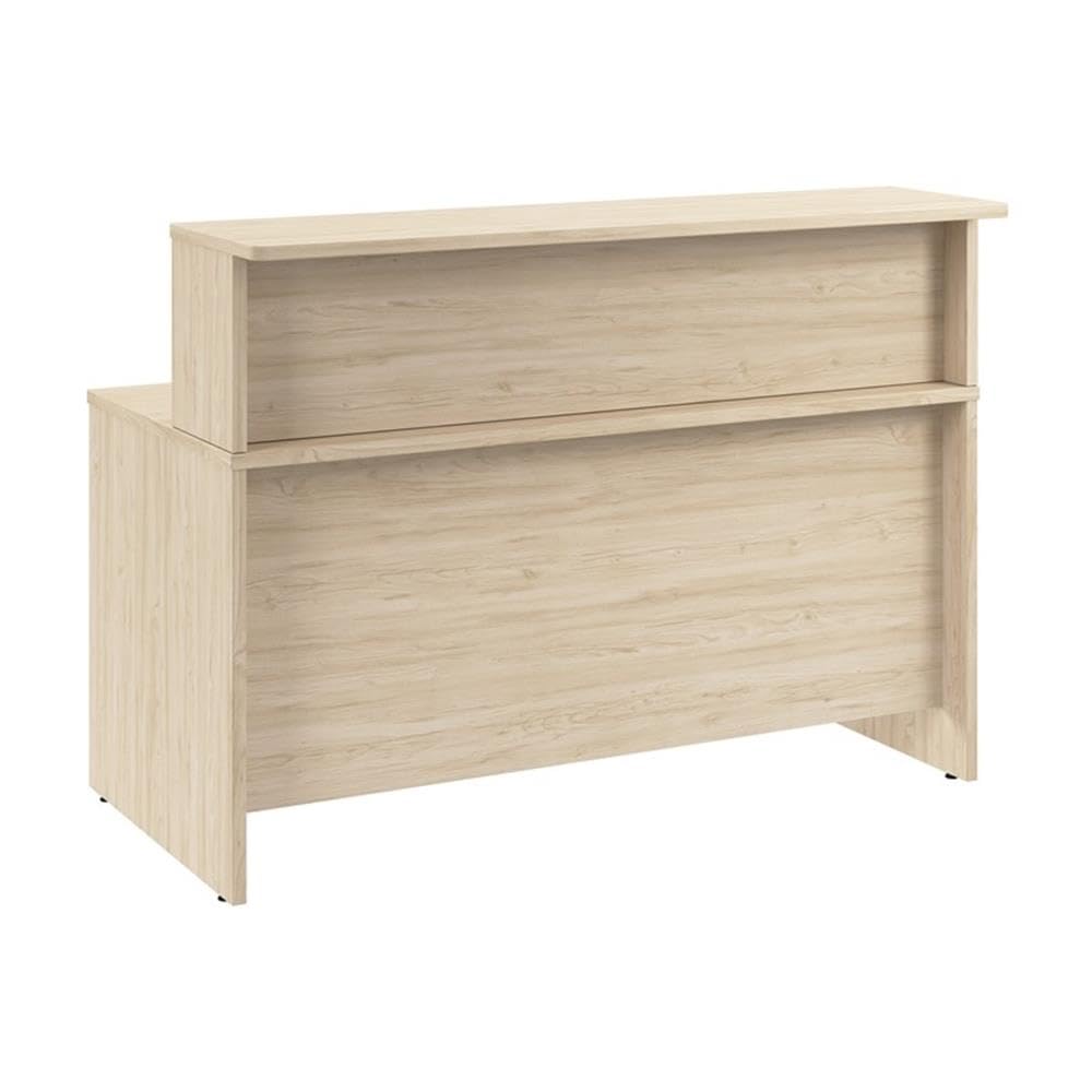 Bush Business Furniture Arrive 60W x 30D Reception Desk with Shelf in Natural Elm, Modern Receptionist Station for Office Waiting Room Bush Furniture