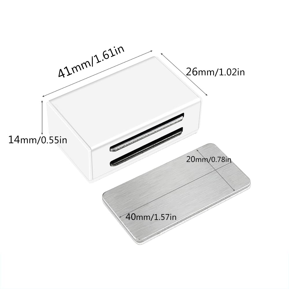 Jiayi Adhesive Magnetic Cabinet Door Catches 4 Pack Cabinet Door Magnet White Magnet Catch Cupboard Magnetic Catches Stainless Steel Kitchen Magnetic Latch for Drawer Wardrobe Closet Door Closing