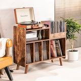 UODERS Record Player Stand, Large Record Player Table Cabinet with Open Vinyl Storage and Display Shelf Holds up to 350 Albums, Mid Century Wood Turntable for Living Room, Bedroom (Brown) UODERS