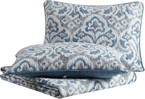 Tommy Bahama - King Quilt Set, Soft & Reversible Woven Bedding with Matching Pillowcases, Medium Weight for Year Round Comfort, 3 Piece Bed Set (Cape Verde Smoke) Tommy Bahama